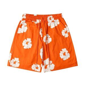 Denim Tears White Flower Print Orange Shorts